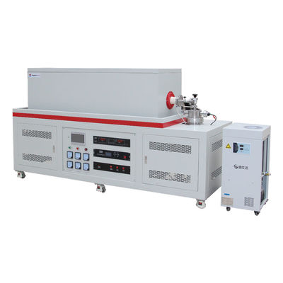 فرن أنابيب الفراغ ذات 3 مناطق CVD 1700C مع خلاط غاز MFC ووحدة مضخة جزئية